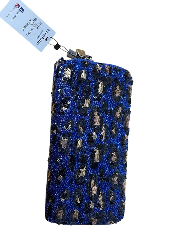 B. Brentano Handbags - NWT B. Brentano Leopard Blue Sequin Double Zip Wallet Vegan Leather